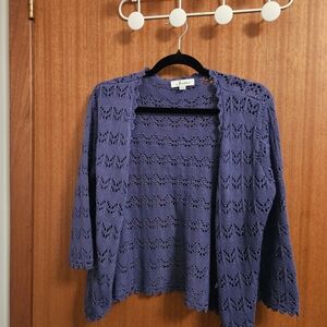 Jessica Women's Lace Knit Cardigan in Purple